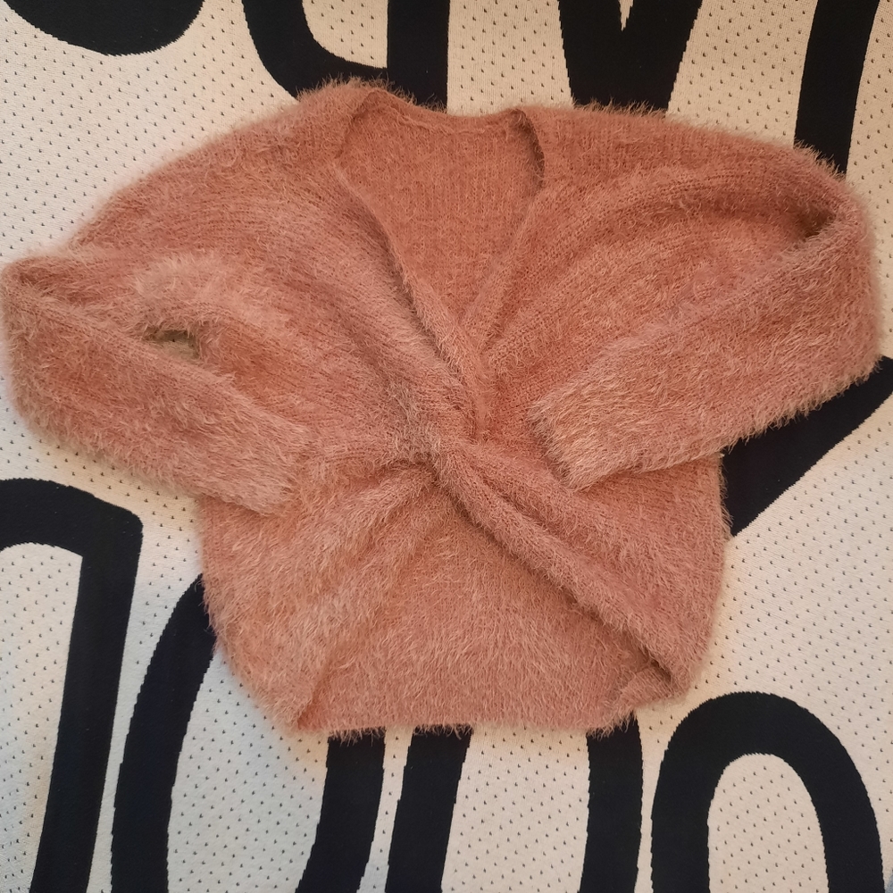 Fluffy pink sweater